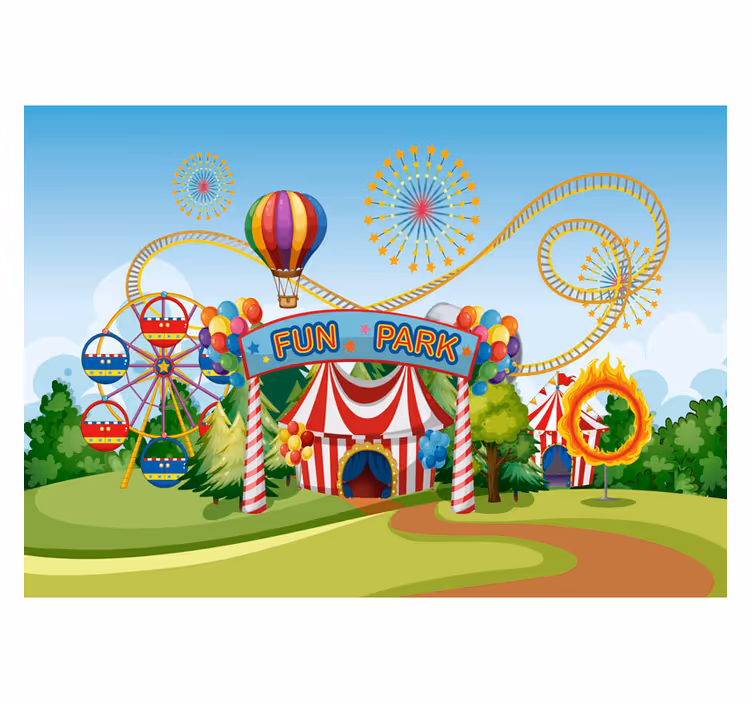 Children room roller blind colorful amusement park - TenStickers