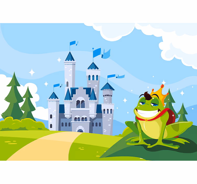 Children room roller blind frog prince castle fairy tale - TenStickers