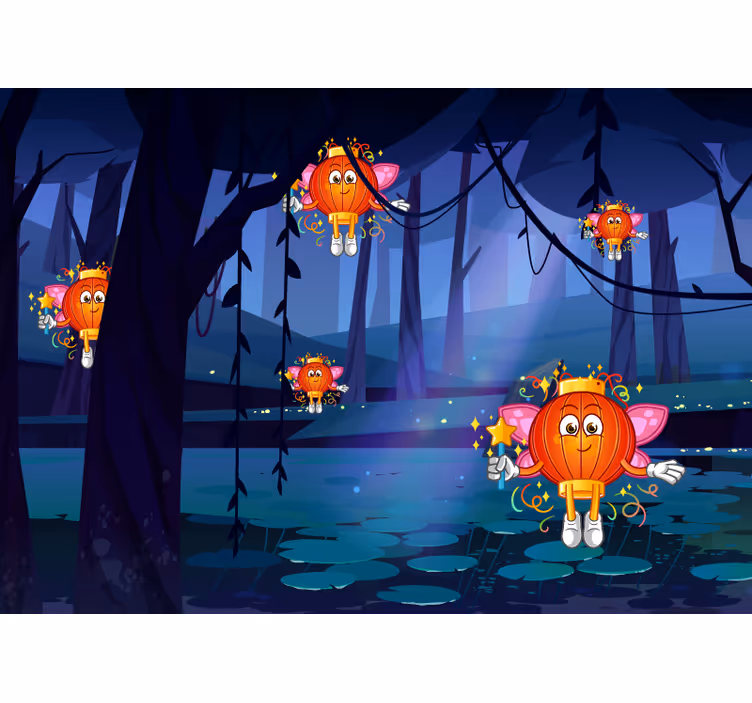 Children room roller blind fantasy forest lanterns - TenStickers