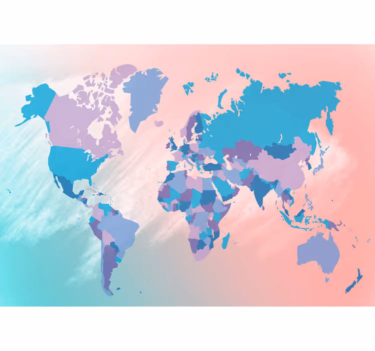 Children room roller blind pastel world map - TenStickers