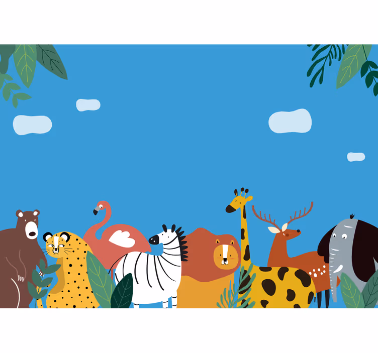 Children room roller blind with various animals - TenStickers