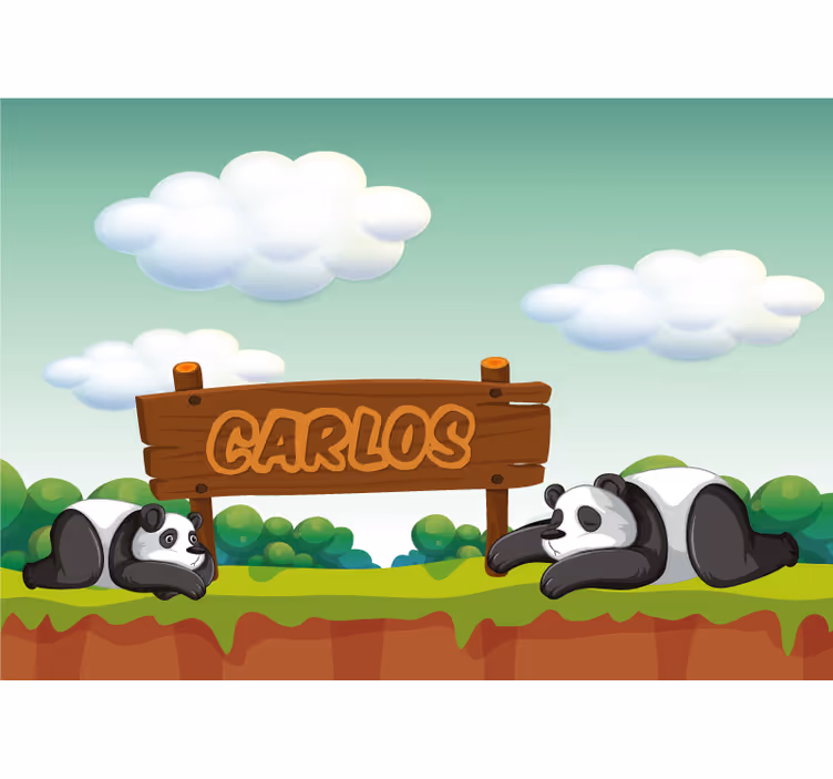 Children room roller blind with panda's name - TenStickers