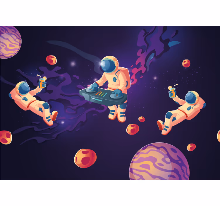 Jamming cartoon astronauts children room roller blind - TenStickers