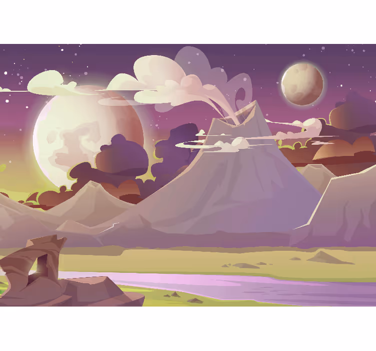 Children room roller blind alien planet volcano - TenStickers