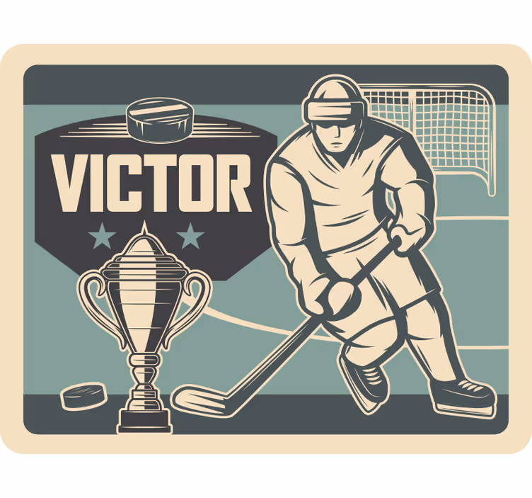 Children room roller blind hockey player personalized - TenStickers