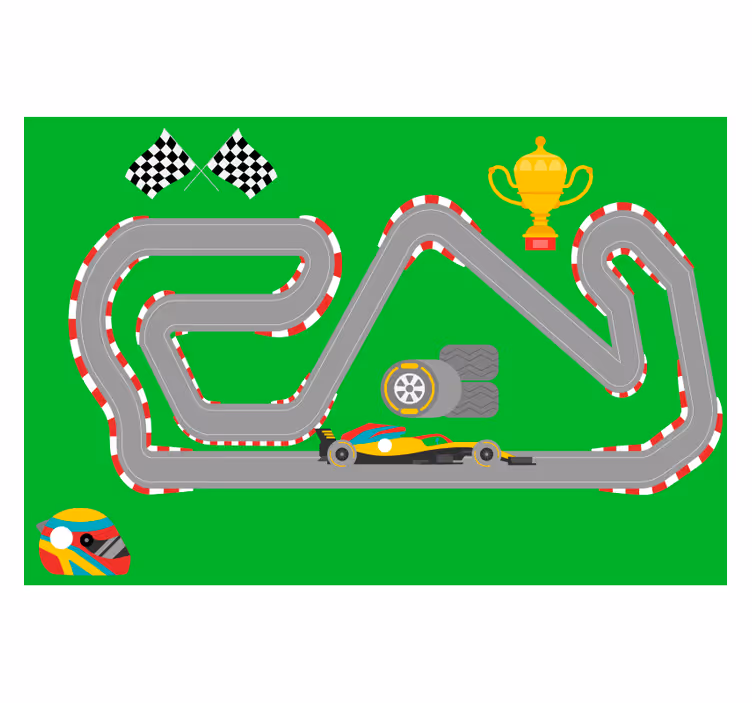 Children room roller blind racing cars vinyl rug - TenStickers