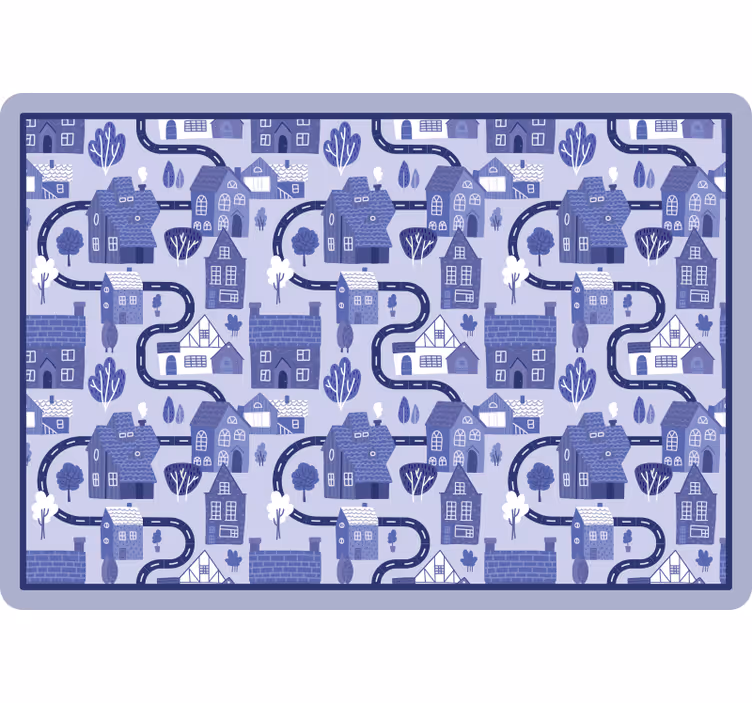Children room roller blind nordic blue village - TenStickers