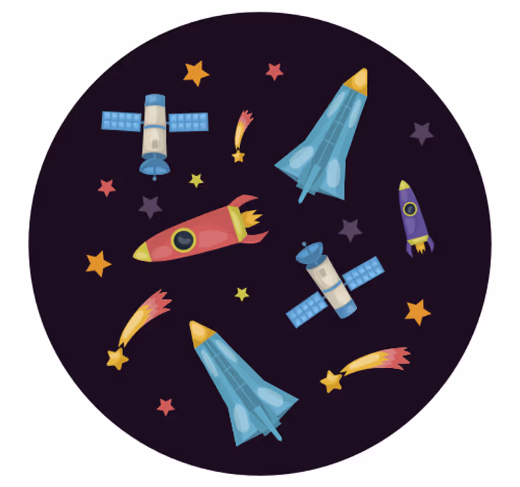 Children room roller blind space rockets planets - TenStickers