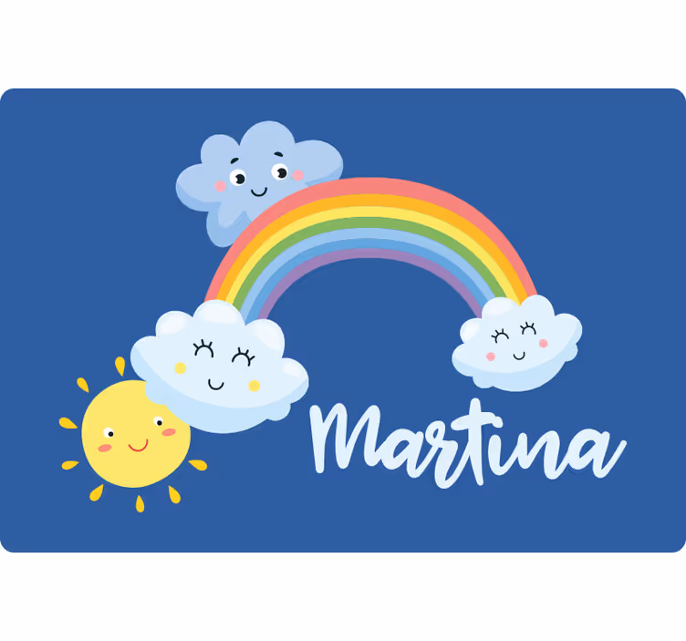 Children room roller blind with clouds and rainbow name - TenStickers