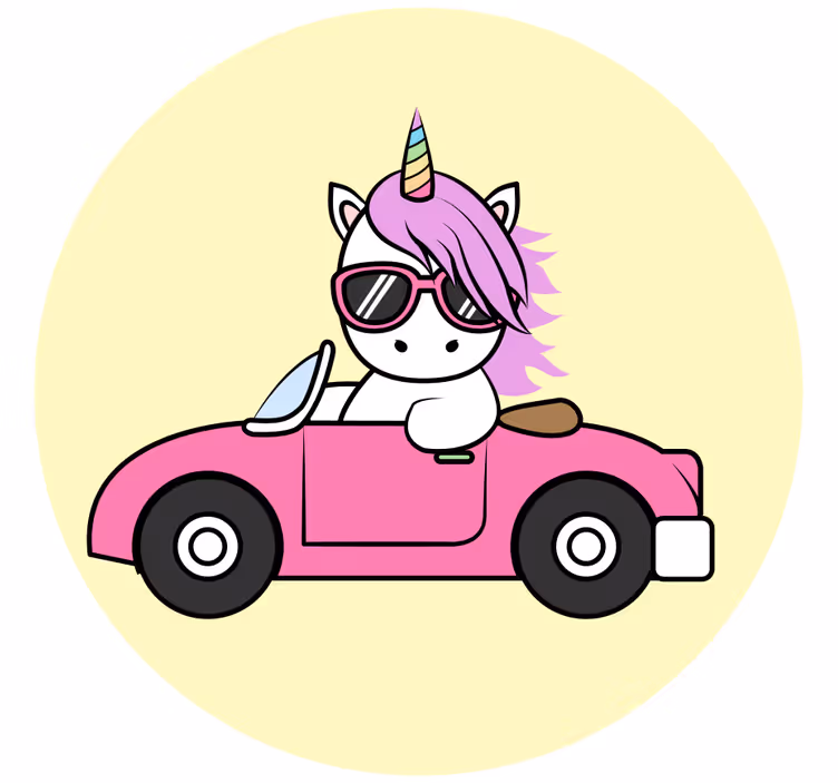 Cool unicorn driving children room roller blind - TenStickers