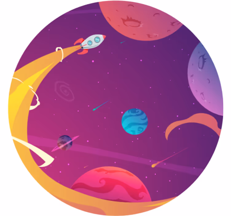 Children room roller blind cartoon rocket in space - TenStickers
