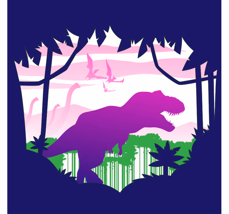 Children room roller blind big dinosaur and birds rug - TenStickers