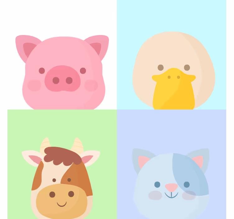 Children room roller blind with 4 cute farm animals - TenStickers