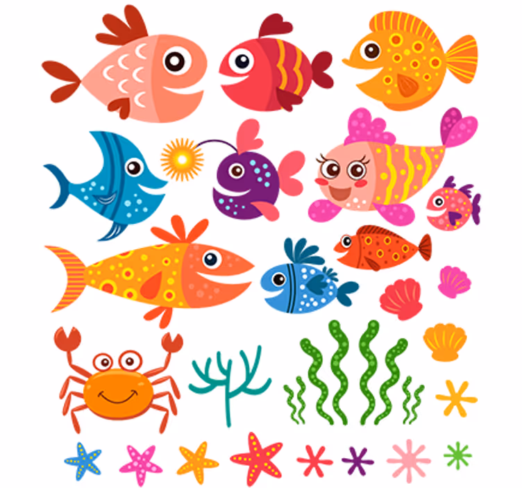 Children room roller blind colorful baby fishes - TenStickers