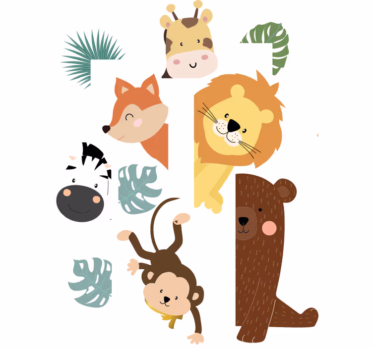 Children room roller blind animals at the door - TenStickers