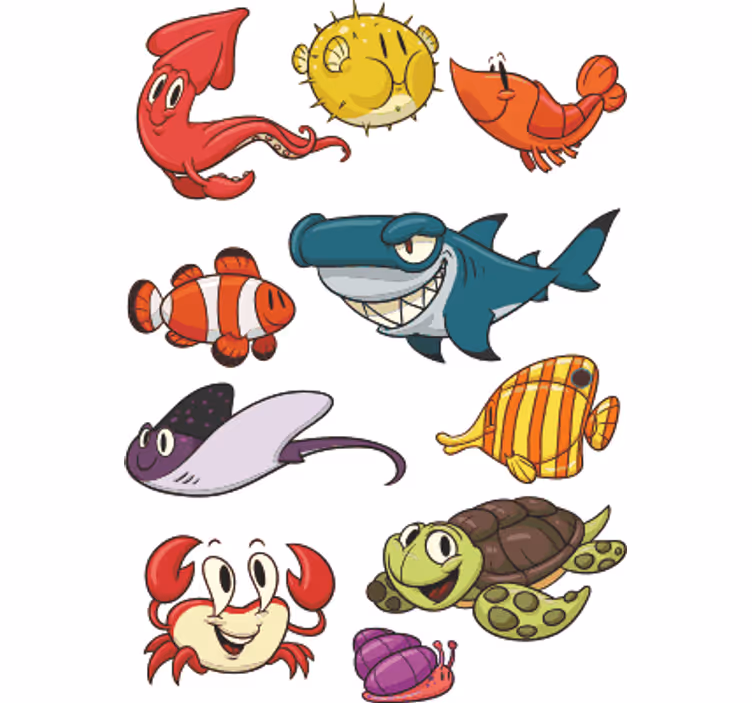 Children room roller blind colorful fish pack - TenStickers