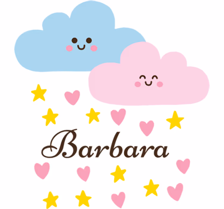 Children room roller blind blue and pink cloud with name - TenStickers