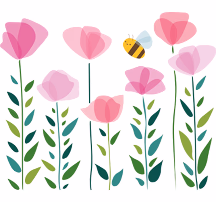 Children room roller blind pink flowers and bee - TenStickers