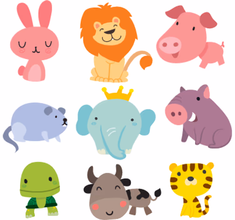 Children room roller blind with kids animal stickers - TenStickers