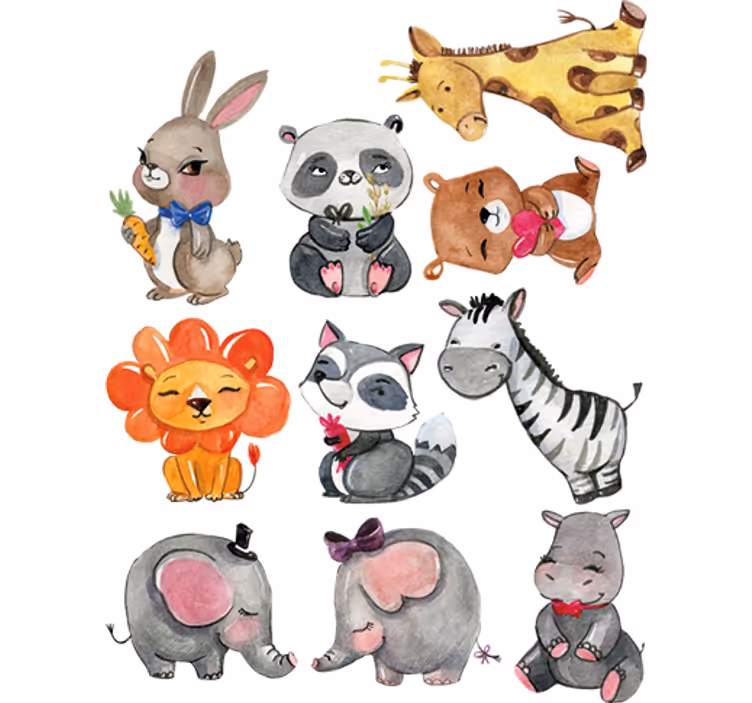 Children room roller blind jungle animal stickers - TenStickers