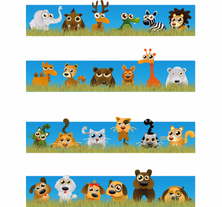 Children room roller blind stripes with animals - TenStickers