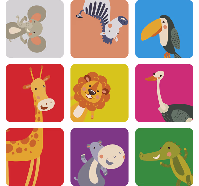 Children room roller blind colorful animal tiles - TenStickers