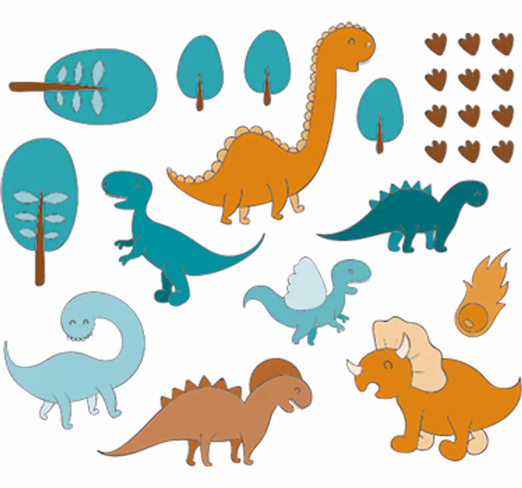 Children room roller blind jurassic landscape sticker - TenStickers