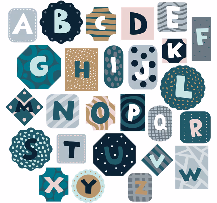 Children room roller blind with alphabet wall sticker - TenStickers