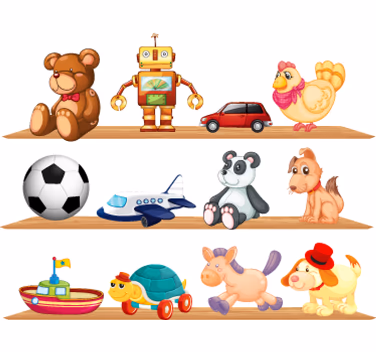 Children room roller blind toy storage shelves - TenStickers