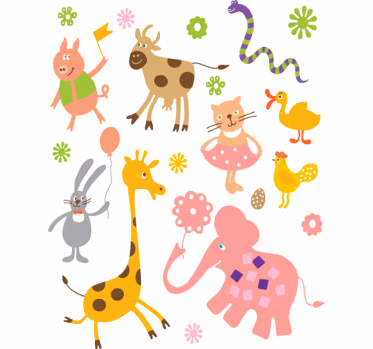 Children room roller blind animal drawings sticker - TenStickers