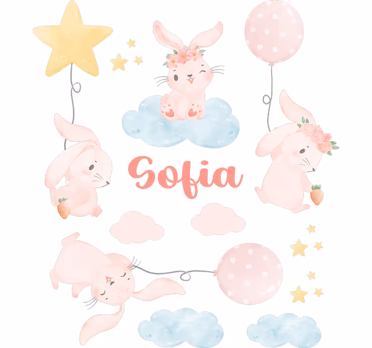 Children room roller blind pink balloons with bunnies - TenStickers