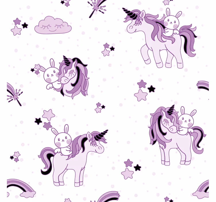 Children room roller blind unicorns and rabbits in stars - TenStickers
