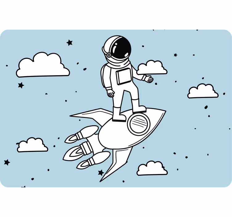 Rocket astronaut and stars children room roller blind - TenStickers
