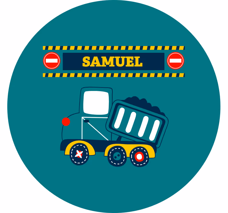 Children room roller blind personalised construction truck - TenStickers