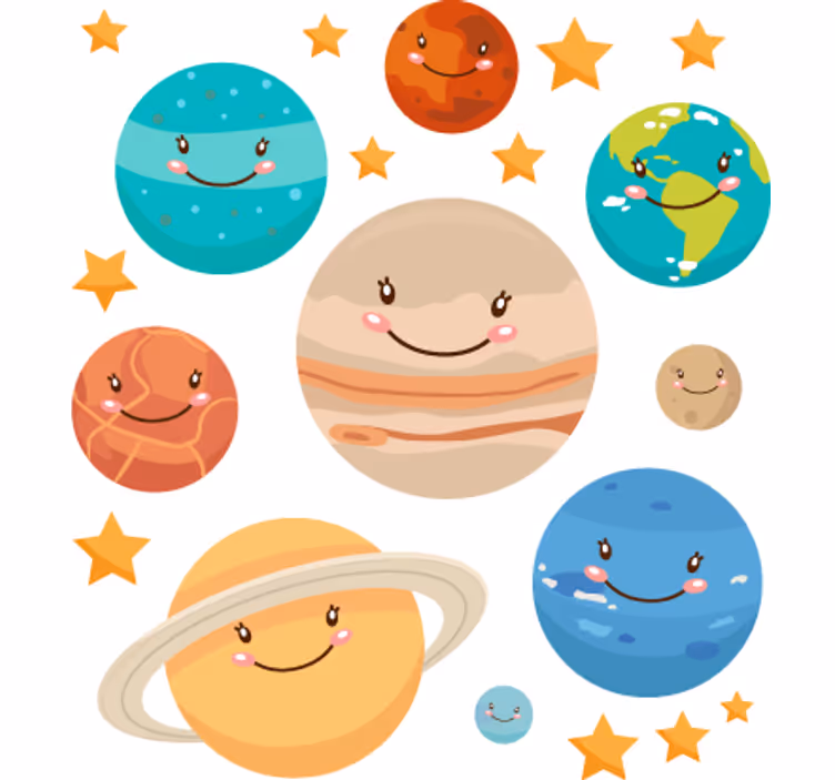 Children room roller blind solar system planets sticker - TenStickers