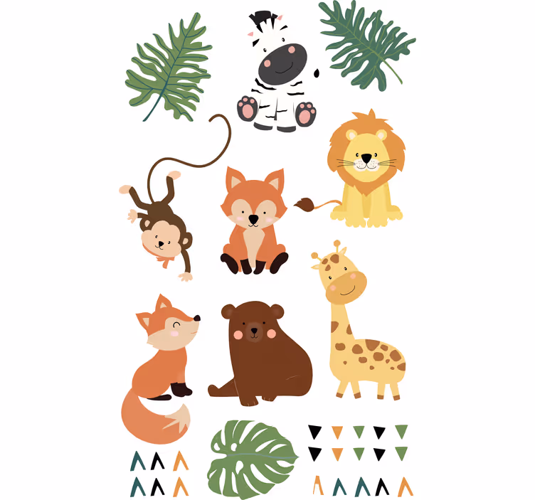 Children room roller blind featuring cute wild animals - TenStickers