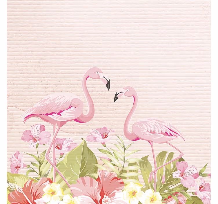 Children room roller blind tropical flowers and flamingos - TenStickers