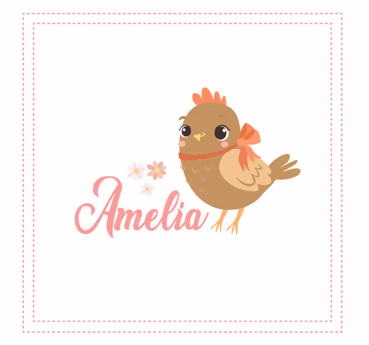 Children room roller blind chick with ribbon and name - TenStickers