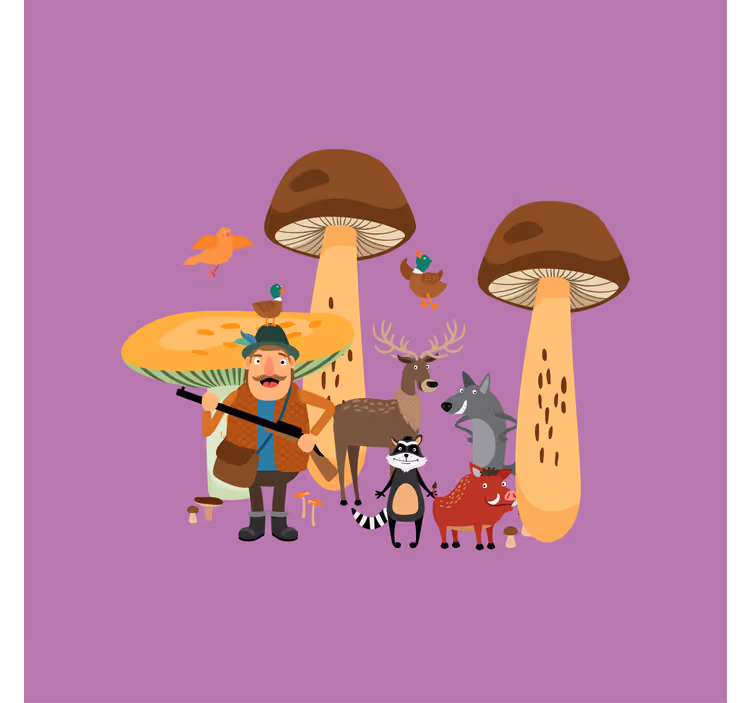 Children room roller blind birds in mushroom forest - TenStickers