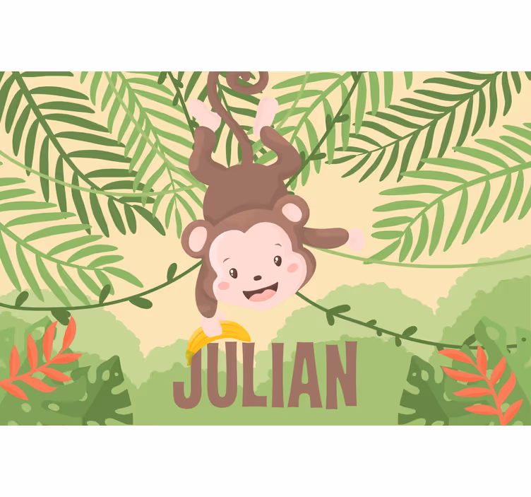 Children room roller blind cute baby monkey branch - TenStickers