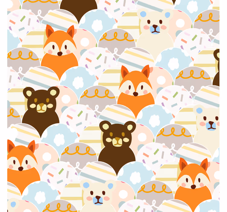 Children room roller blind patchwork bear and fox design - TenStickers