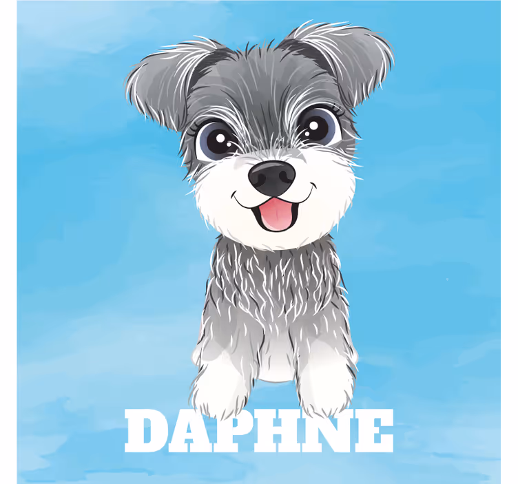 Children room roller blind schnauzer design with name - TenStickers