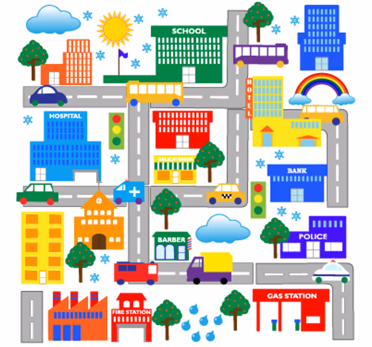 Children room roller blind big city vinyl - TenStickers
