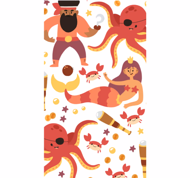 Children room roller blind pirate octopus design - TenStickers