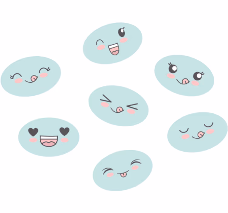 Children room roller blind with adorable anime faces - TenStickers