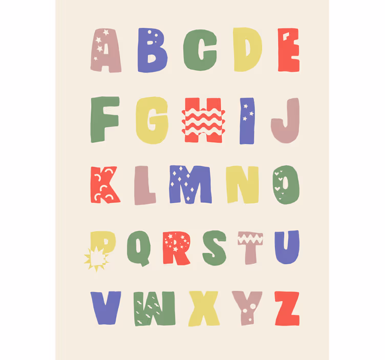 Children room roller blind geometric alphabet - TenStickers