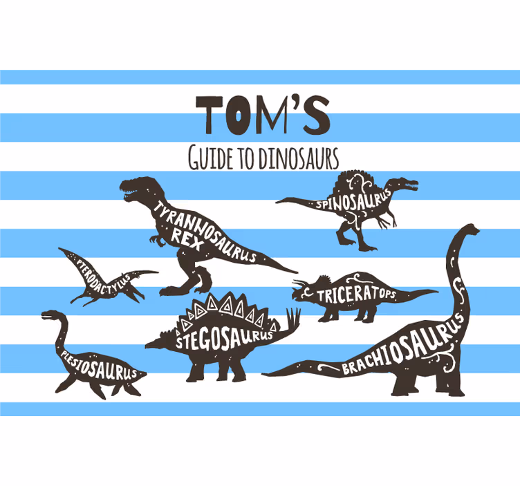 Children room roller blind with personalised dinosaur names - TenStickers