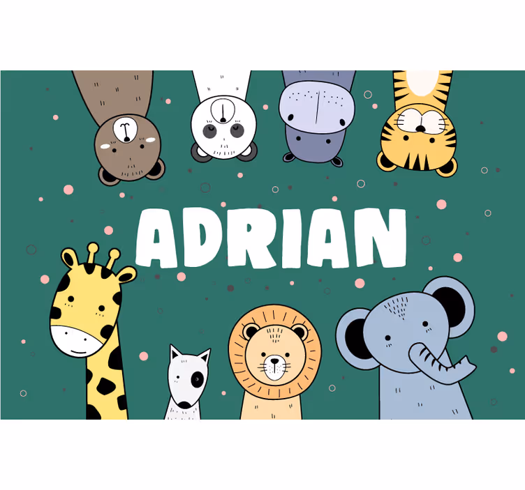Children room roller blind cute animal doodle banner - TenStickers
