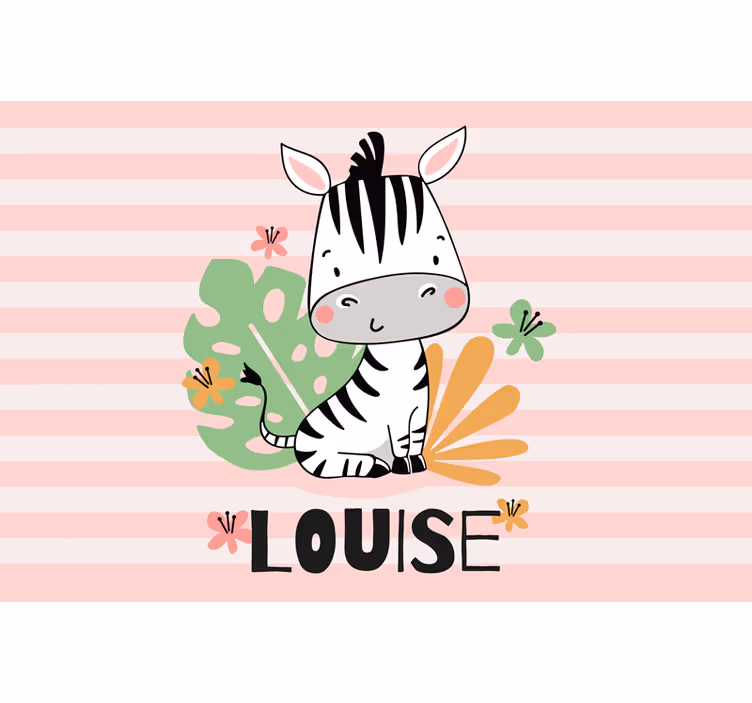 Children room roller blind beautiful zebra with name - TenStickers
