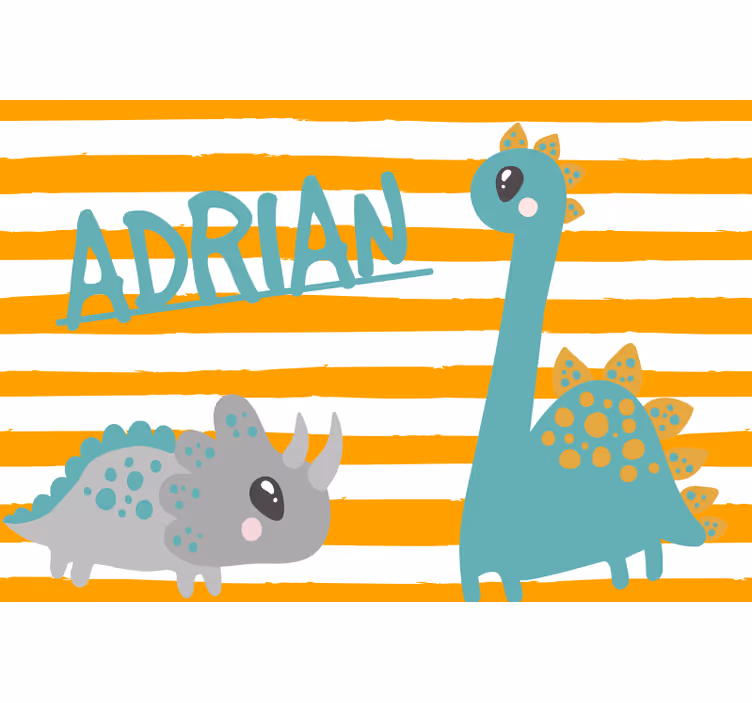 Children room roller blind dinosaur blue and orange - TenStickers
